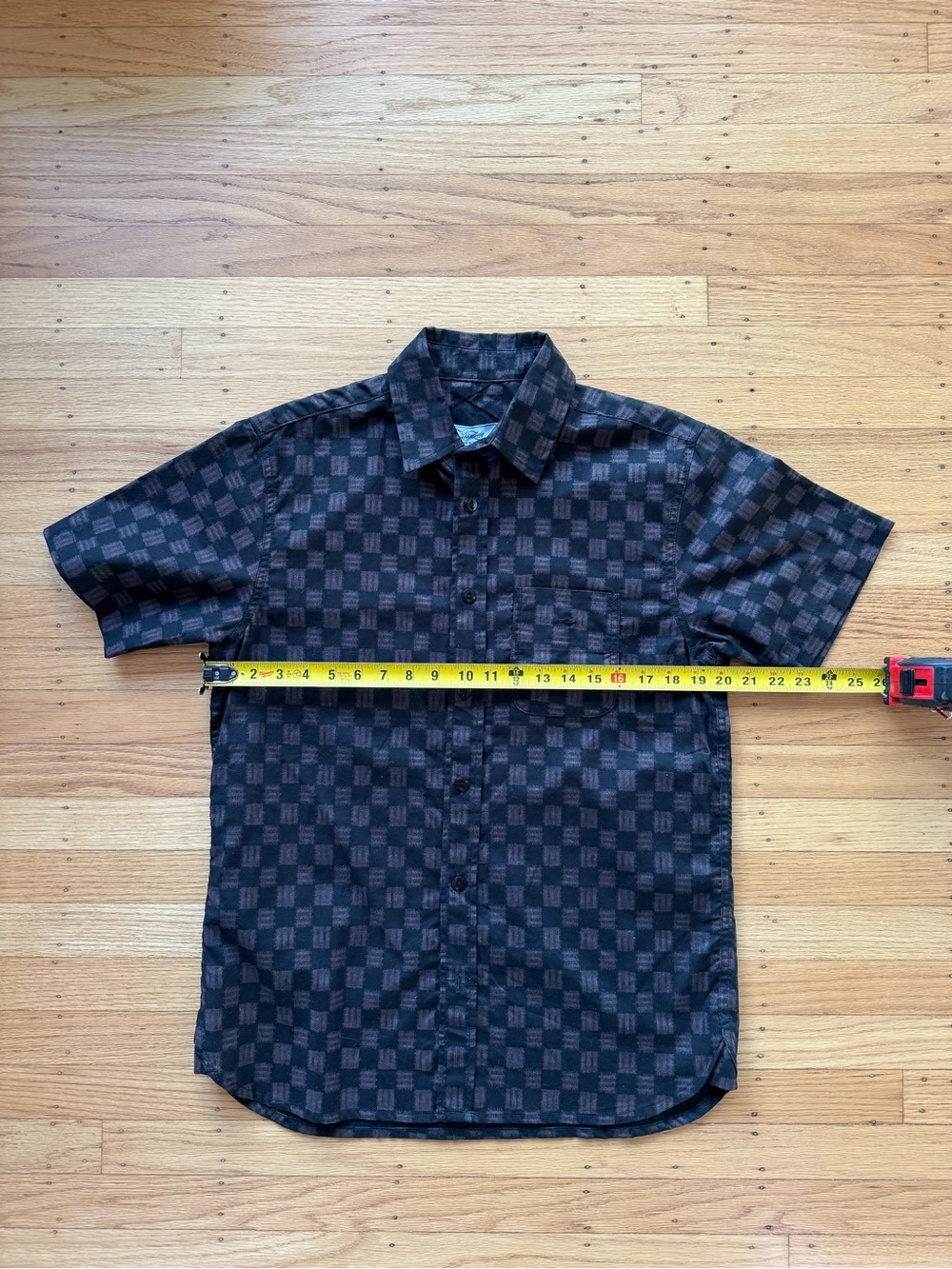 3sixteen Ink Grid Dobby Short Sleeve Button Shirt Black Men’s Large